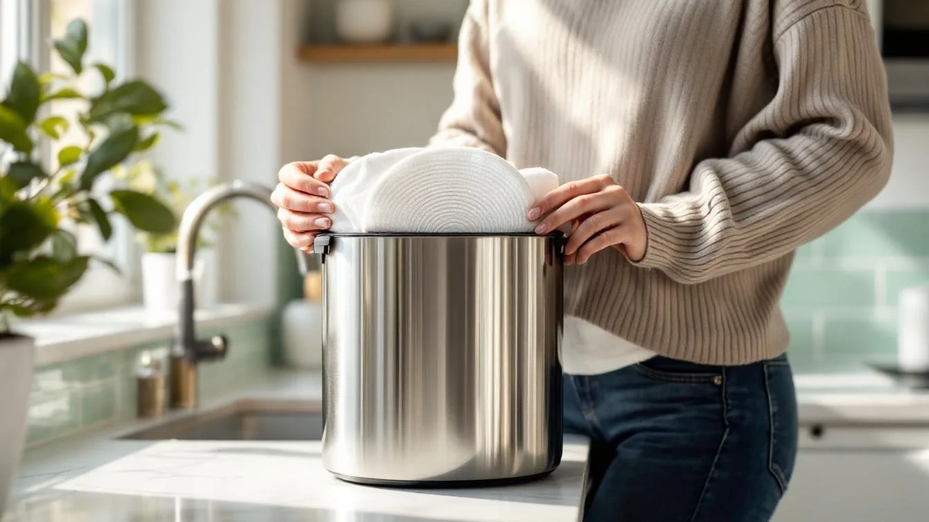 Kein Essig oder Natron: Dieser Tipp mit einem Wattepad hält den Mülleimer frisch